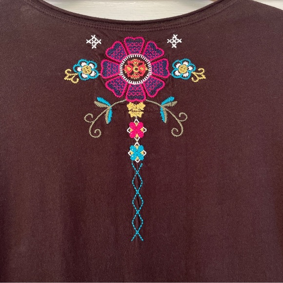 Johnny Was JWLA Joy Love Light Brown Multicolor Floral Embroidered Top Size XS - Picture 6 of 7